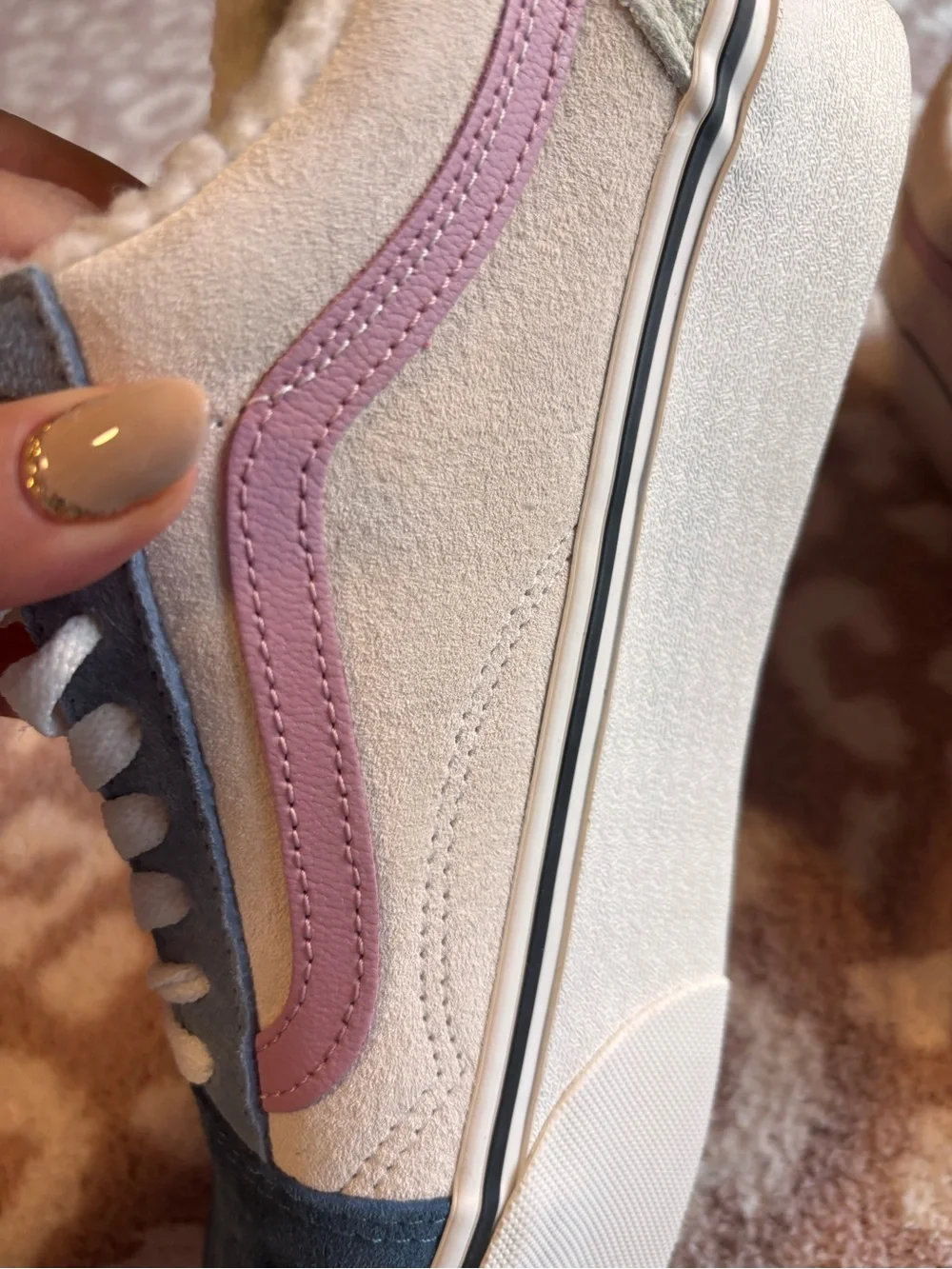 Vans Old Skool womens Pink, Navy & Cream Platform Sneakers